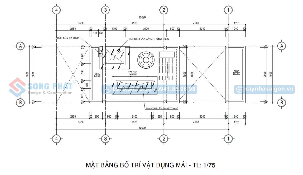 Mặt bẳng bố trí vật dụng mái