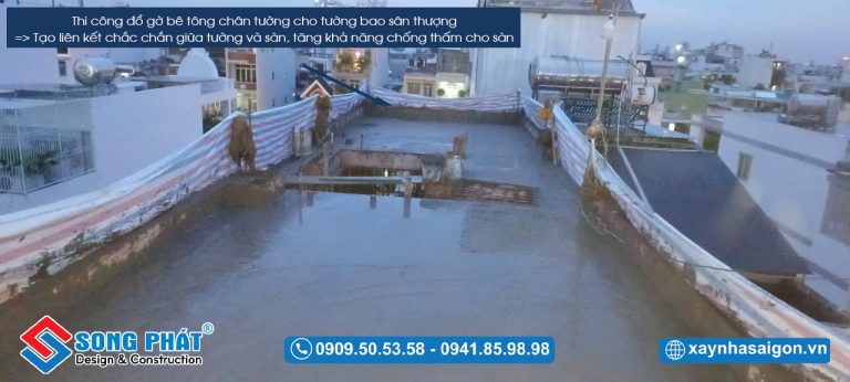 Hoàn thiện đổ bê tông sàn sân thượng
