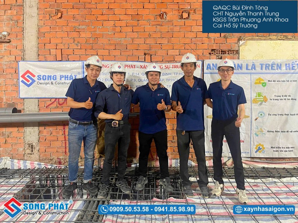 Đội ngũ Song Phát nghiệm thu thép sàn, giám sát quá trình đổ bê tông