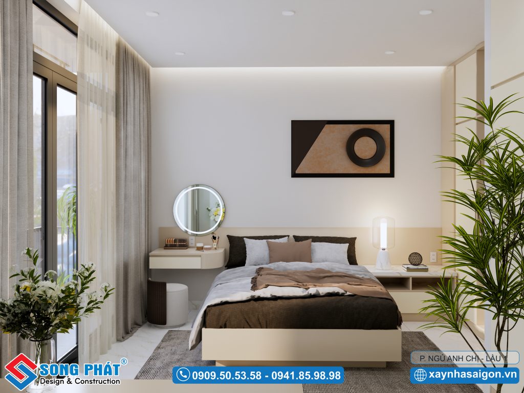 Cây xnah được bố trí hợp lý tăng sự tươi mát cho không gian