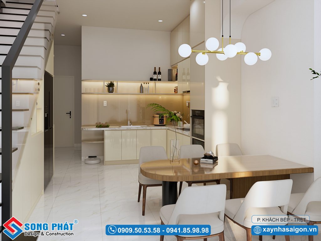 Đèn thả trần làm điểm nhấn thẩm mỹ cho không gian