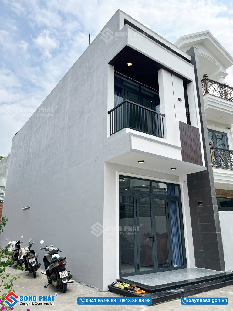 Một góc nhìn khác về mặt tiền nhà 2 tầng 4x14m