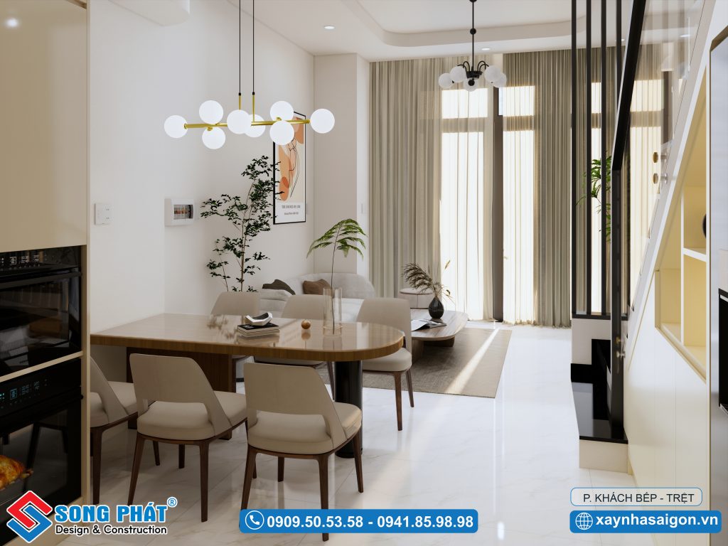 Không gian nhẹ nhàng với tone be trắng tinh tế