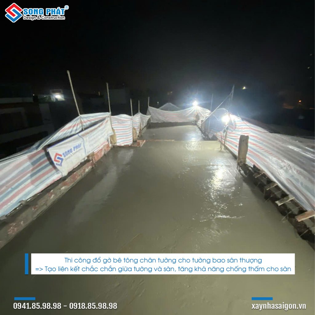 Đổ bê tông sàn sân thượng