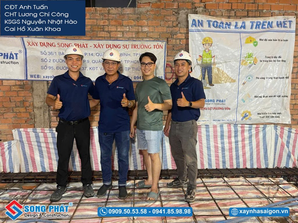 Đội ngũ Song Phát nghiệm thu thép sàn, giám sát quá trình đổ bê tông