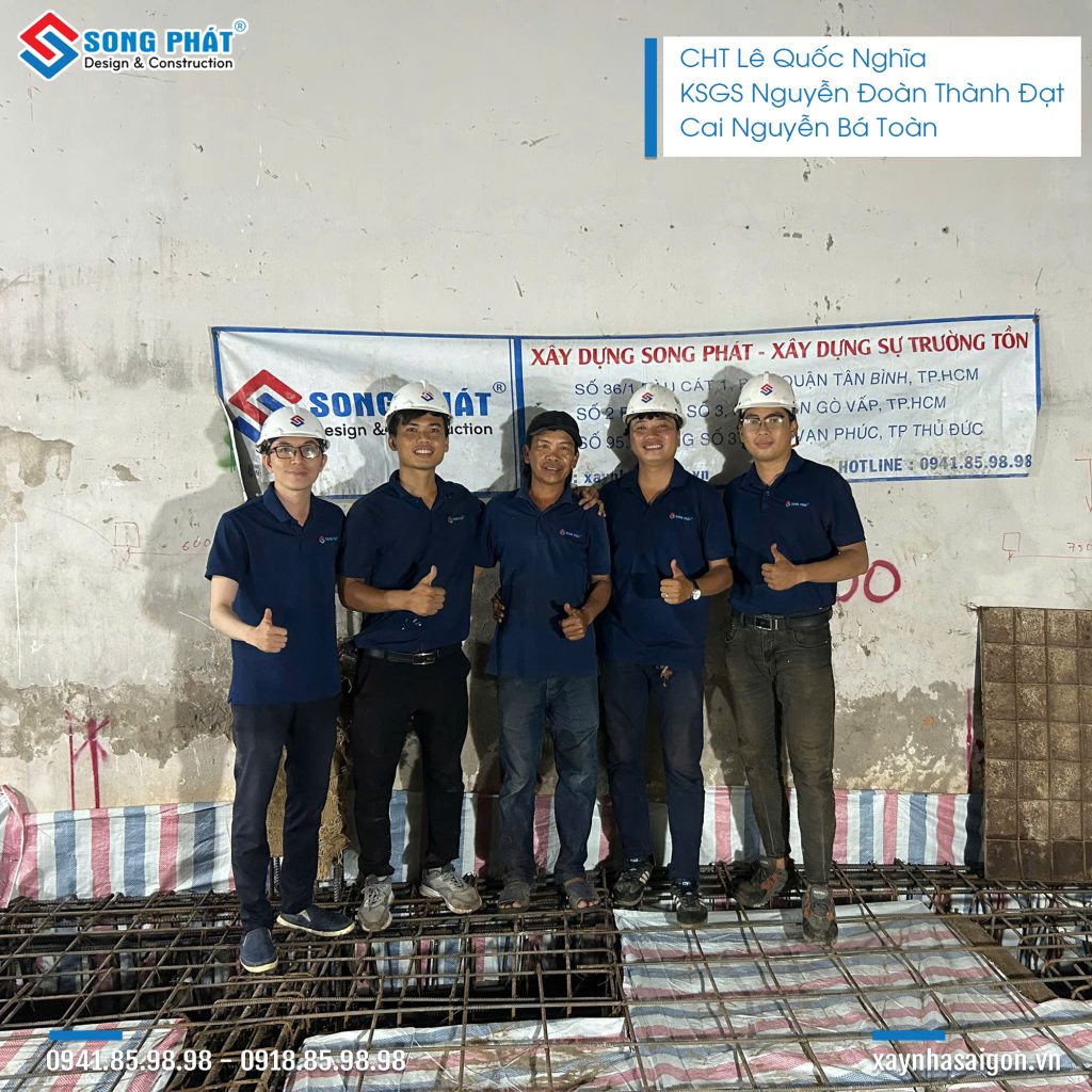 Đội ngũ Song Phát nghiệm thu thép sàn giám sát quá trình đổ bê tông