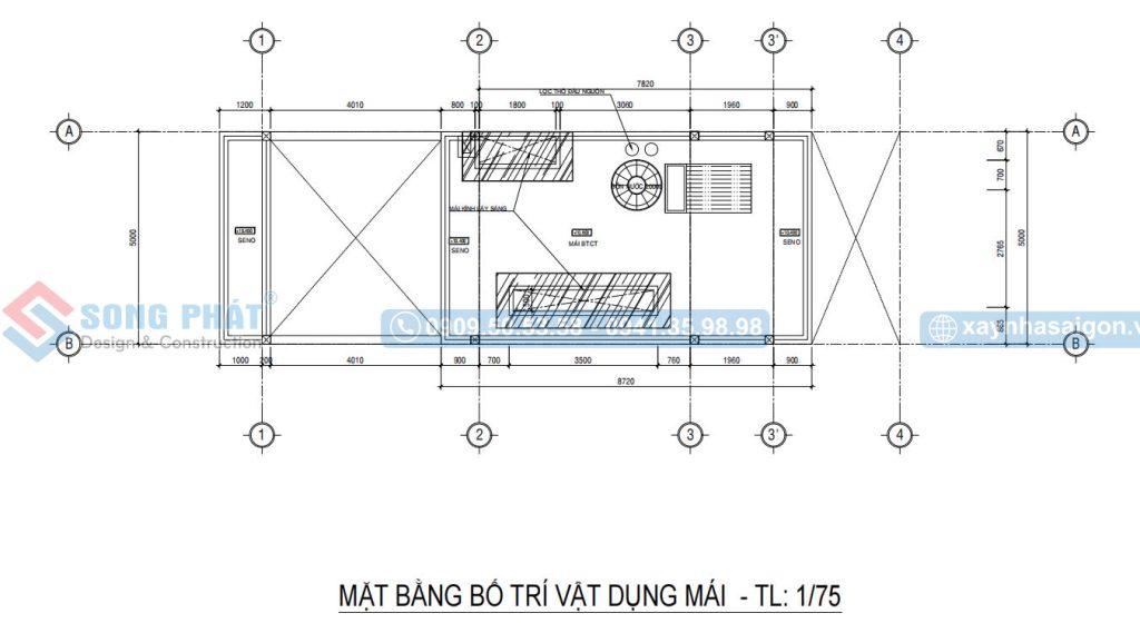 Mặt bằng bố trí vật dụng mái