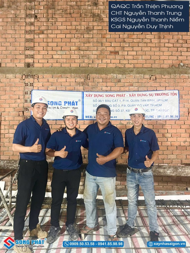 Đội ngũ Song Phát nghiệm thu thép sàn – giám sát quá trình đổ bê tông