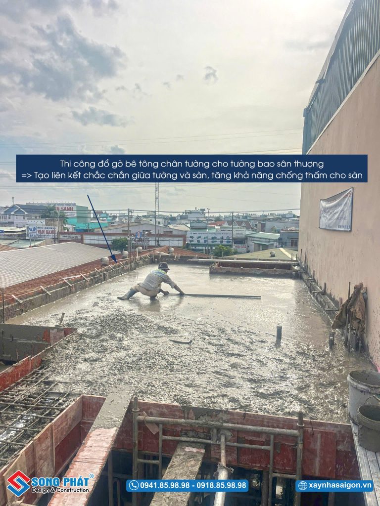 Đổ bê tông sàn lầu 2