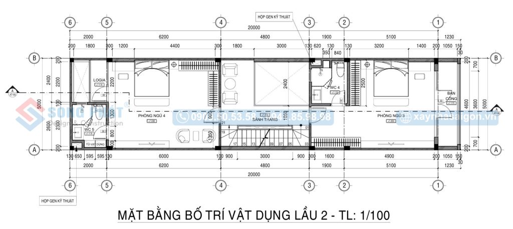 Mặt bằng vật dụng lầu 2