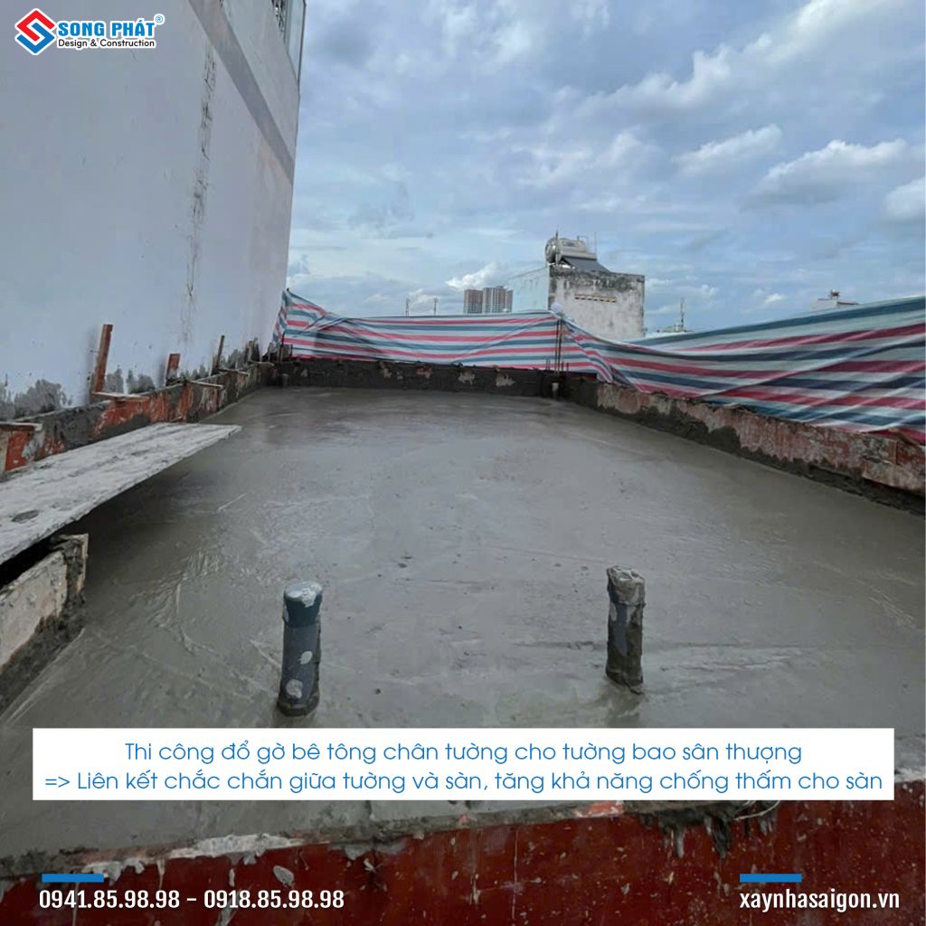 Đổ bê tông sàn sân thượng