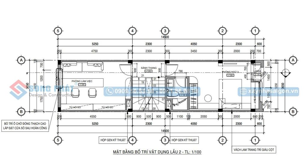 Mặt bằng bố trí vật dụng tầng 2