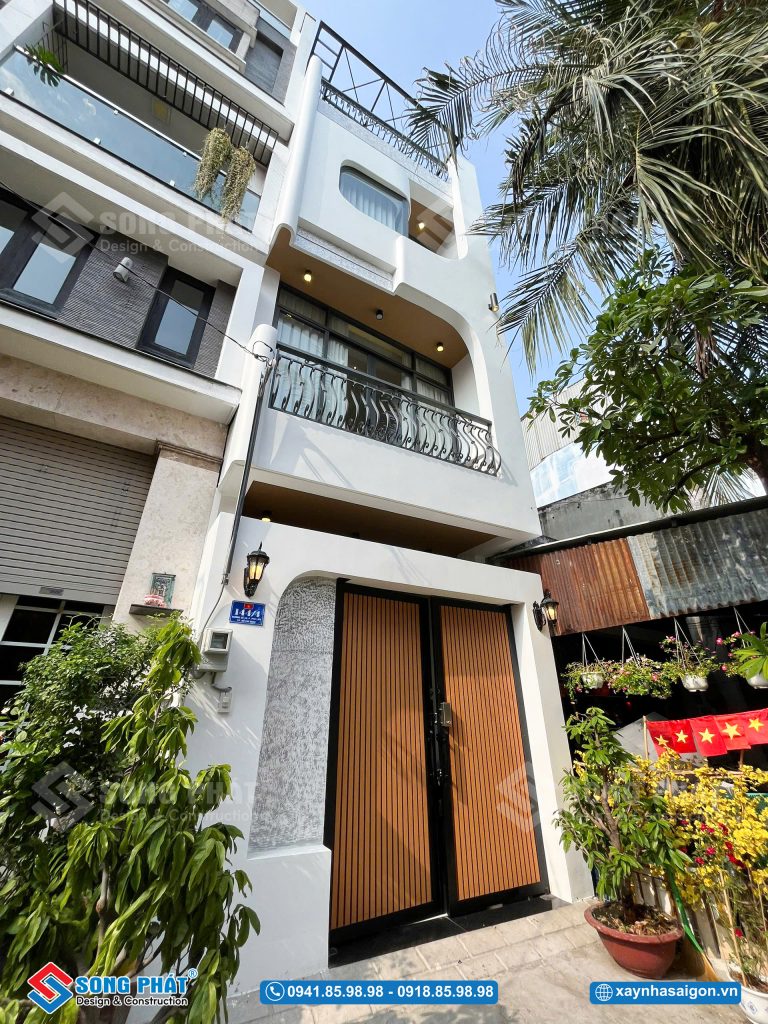 Tỷ lệ hình khối được kiểm soát chặt chẽ, tạo tổng thể cân đối cho nhà phố.