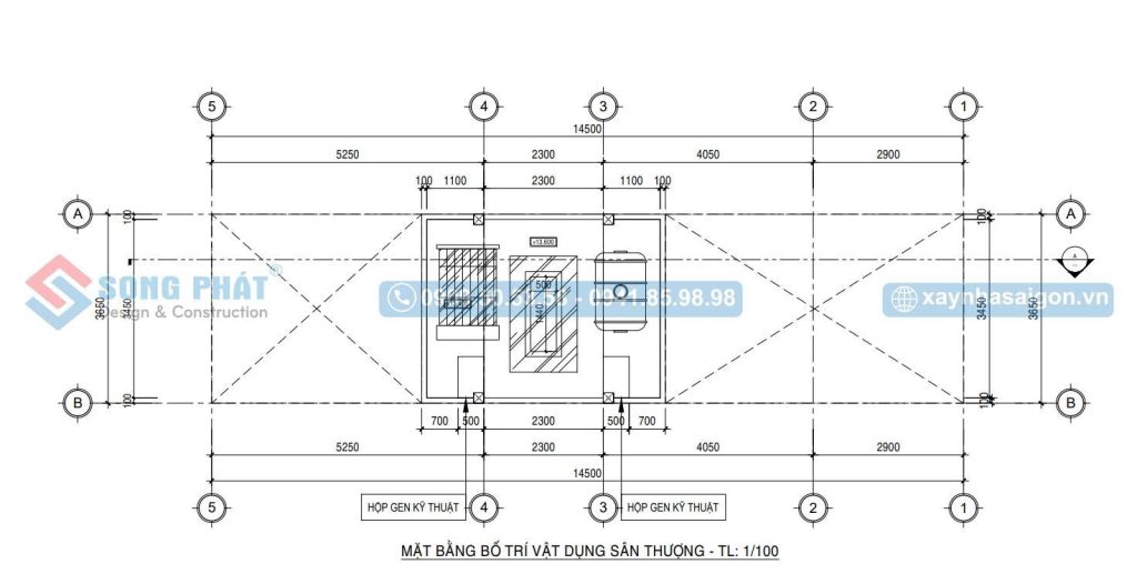 Mặt bằng bố trí vật dụng mái