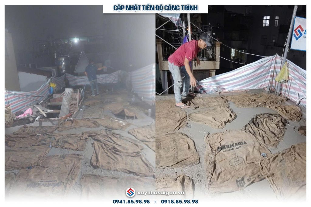 Bao che, tưới ẩm bảo dưỡng bê tông sàn