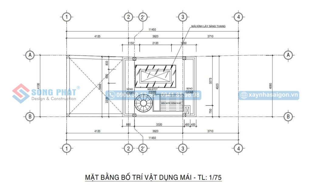 Mặt bằng bố trí công năng mái