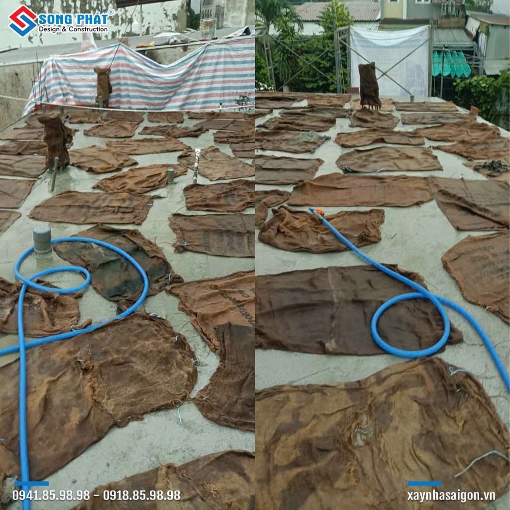 Bao che, tưới ẩm bảo dưỡng bê tông sàn