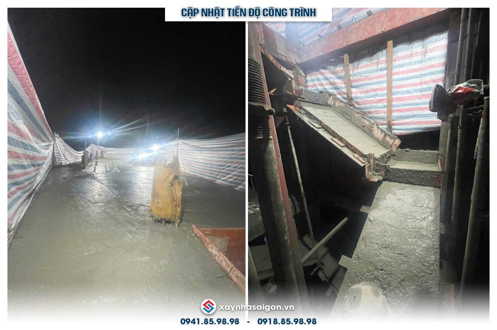 Đổ bê tông sàn lầu 2