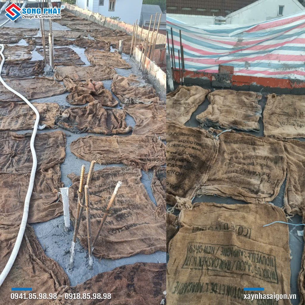 Bao che, tưới ẩm bảo dưỡng bê tông sàn