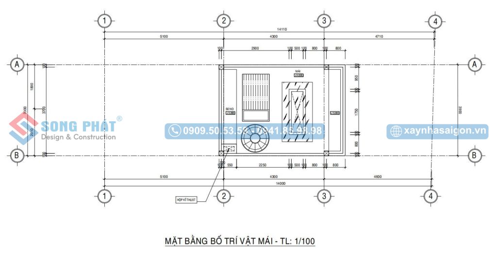 Mặt bằng bố trí vật dụng mái