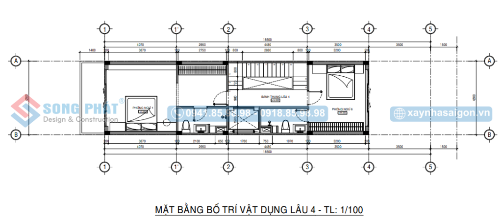 Mặt bằng bố trí vật dụng lầu 4