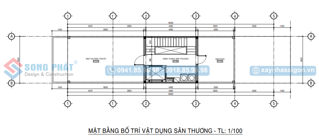 Mặt bằng bố trí vật dụng sân thượng