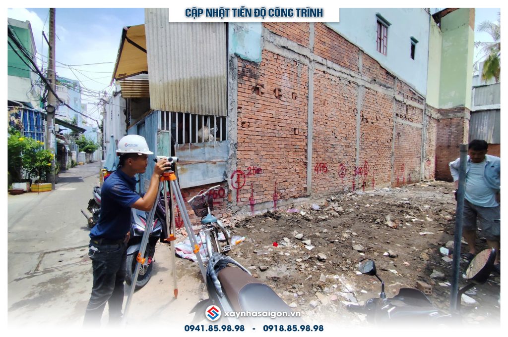 Tiến hành định vị công trình