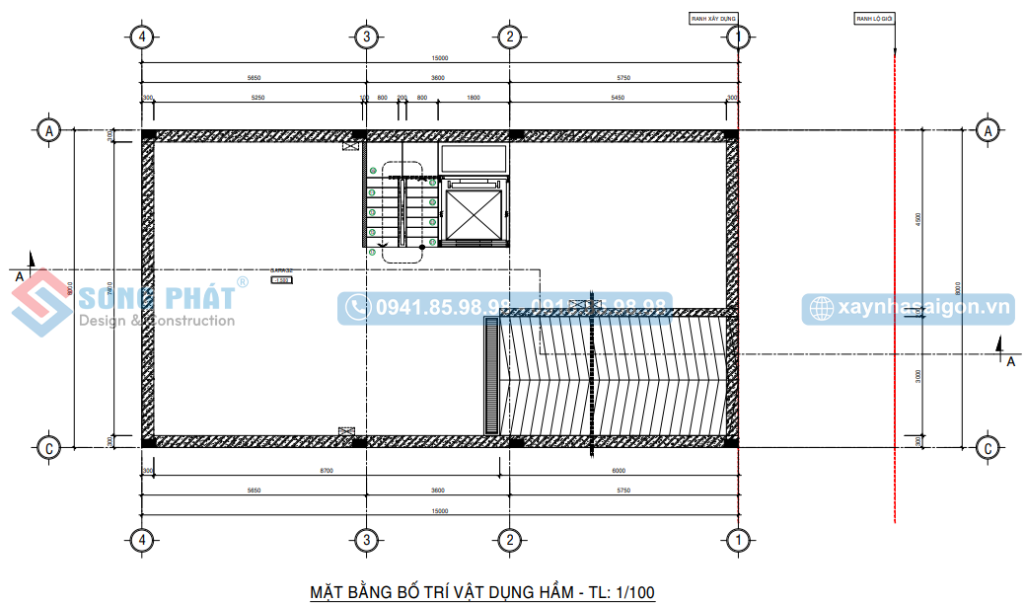 Mặt bằng bố trí vật dụng tầng hầm