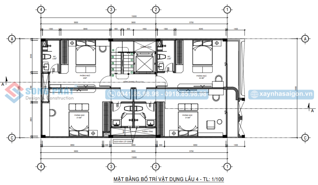 Mặt bằng bố trí vật dụng lầu 4
