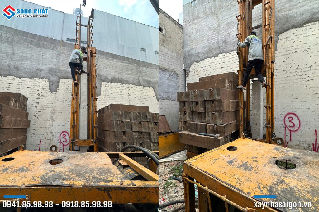Thi công ép cọc cho toàn bộ công trình 