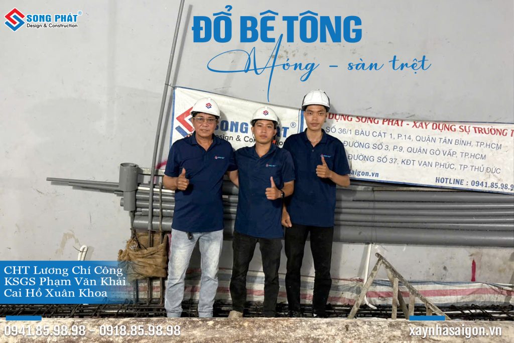 Đội ngũ Song Phát nghiệm thu thép sàn, giám sát quá trình đổ bê tông 