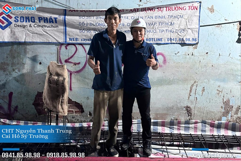 Đội ngũ Song Phát nghiệm thu thép sàn, giám sát quá trình đổ bê tông 