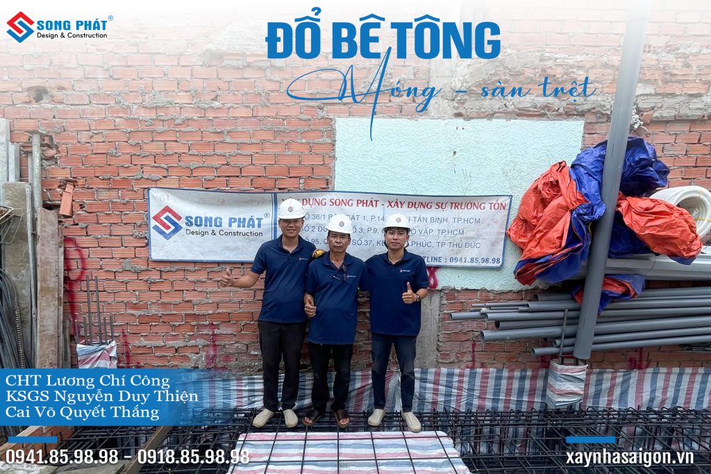 Đội ngũ Song Phát nghiệm thu thép sàn, giám sát quá trình đổ bê tông 