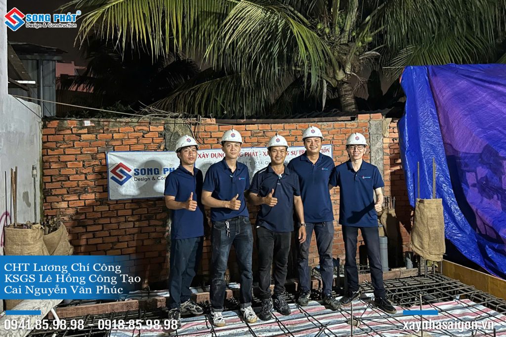 Đội ngũ Song Phát nghiệm thu thép sàn, giám sát quá trình đổ bê tông