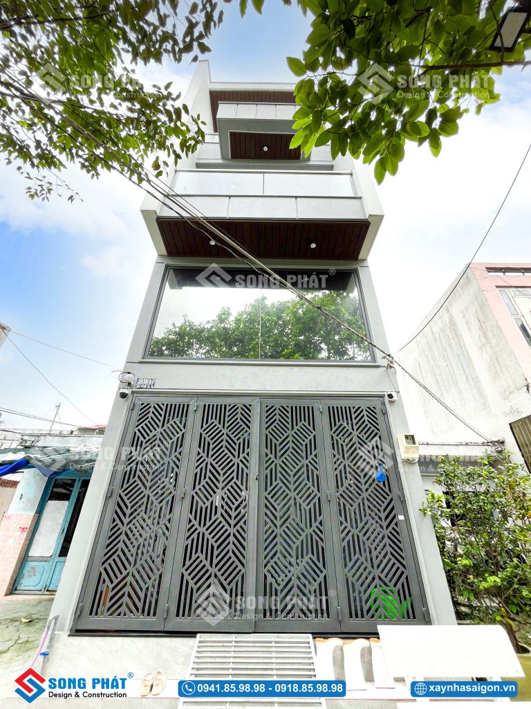 Tổng thể mặt tiền nhà 4x14m trệt lửng một lầu
