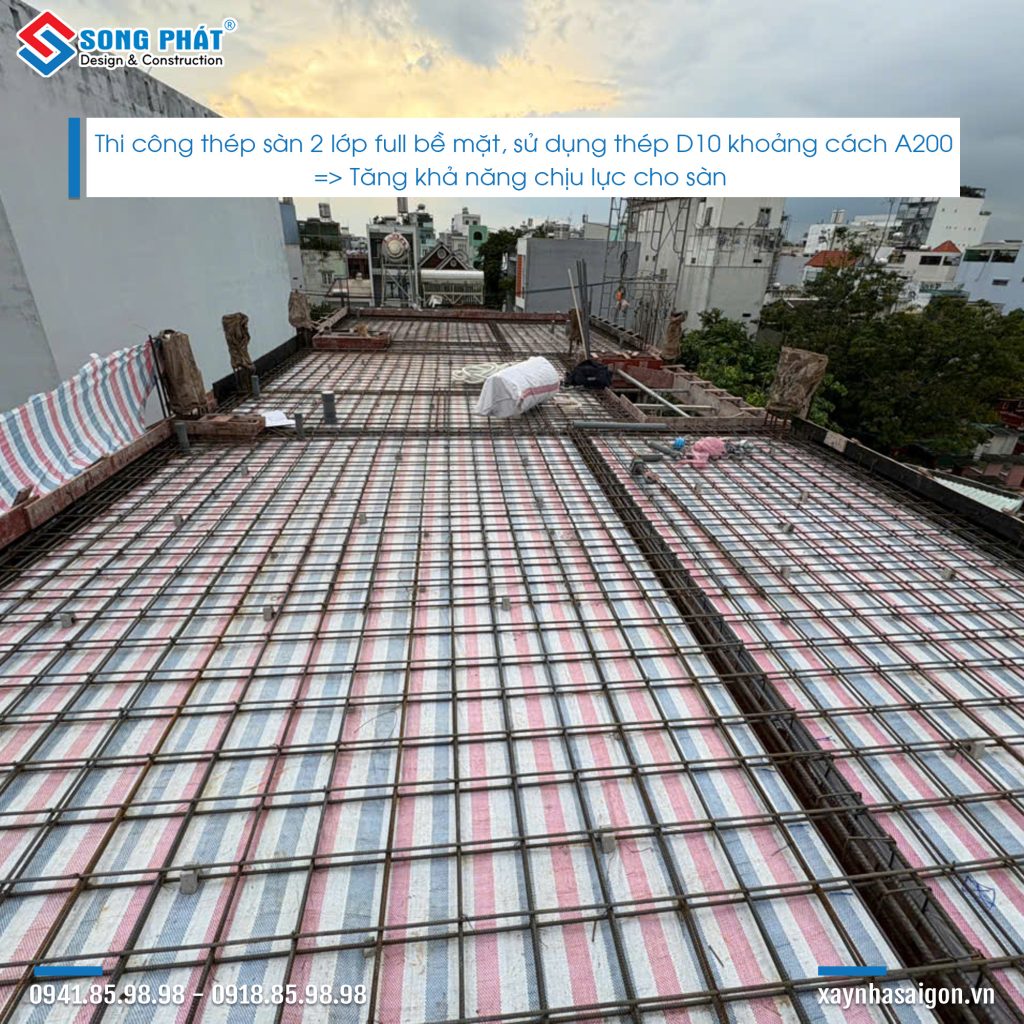 15/10 hoàn thành đi thép sàn sân thượng