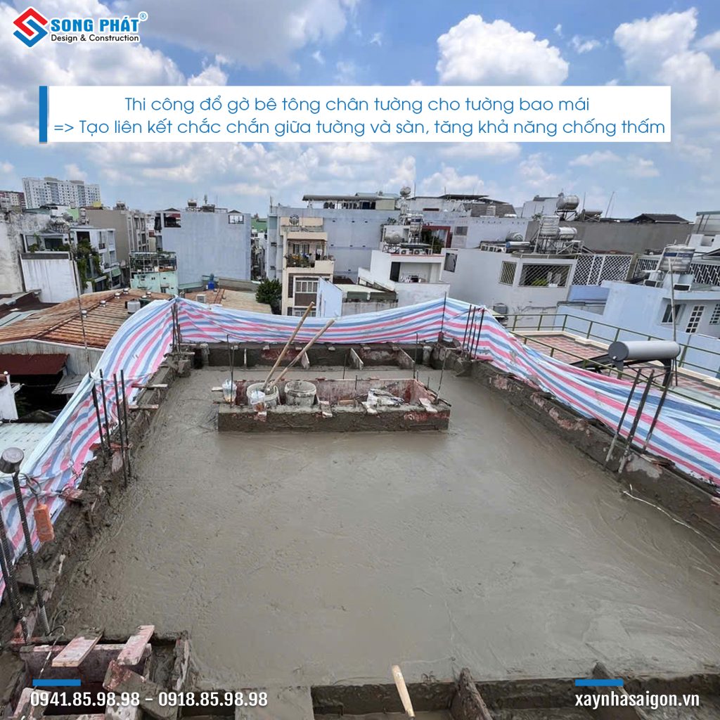 Đổ bê tông sàn mái 