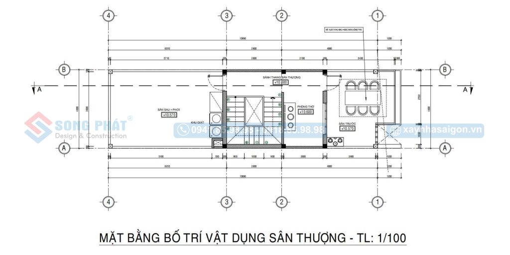 Mặt bằng bố trí vật dụng sân thượng