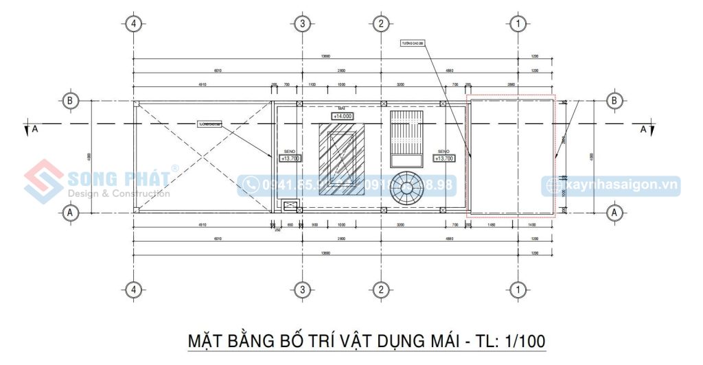 Mặt bằng bố trí vật dụng mái