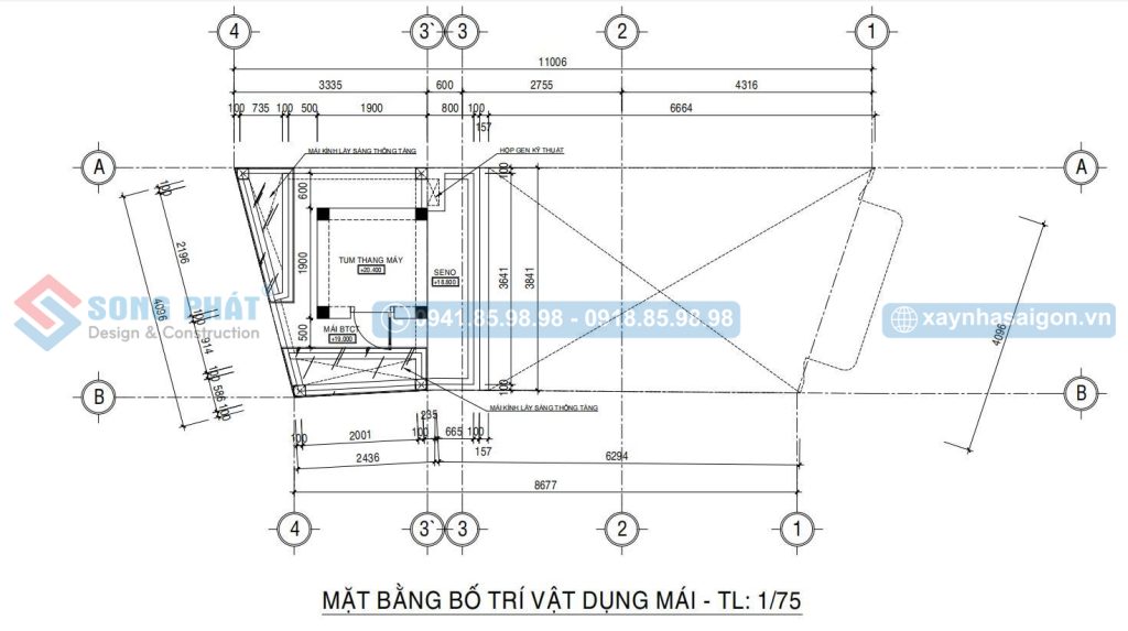 Mặt bằng bố trí vật dụng mái