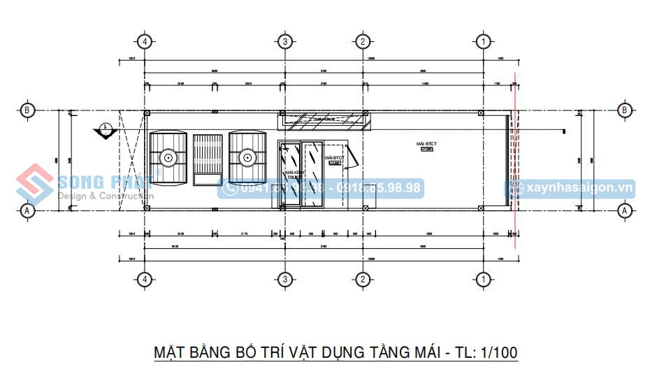 Mặt bằng bố trí vật dụng tầng mái