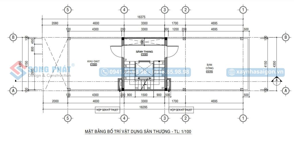 Mặt bằng bố trí vật dụng sân thượng