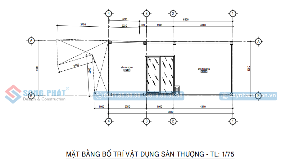 Mặt bằng bố trí vật dụng sân thượng