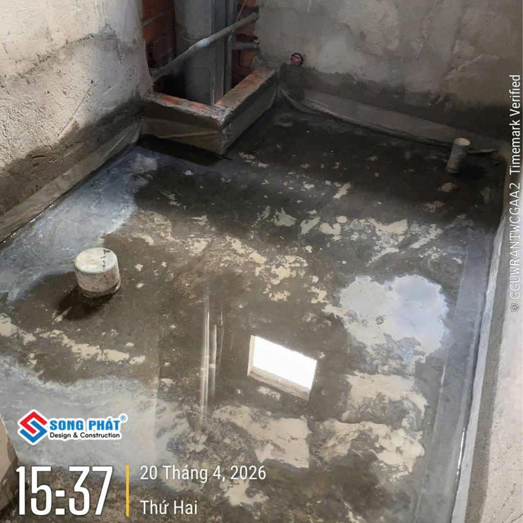 20/04 Thi công test nước chống thấm nhà vệ sinh