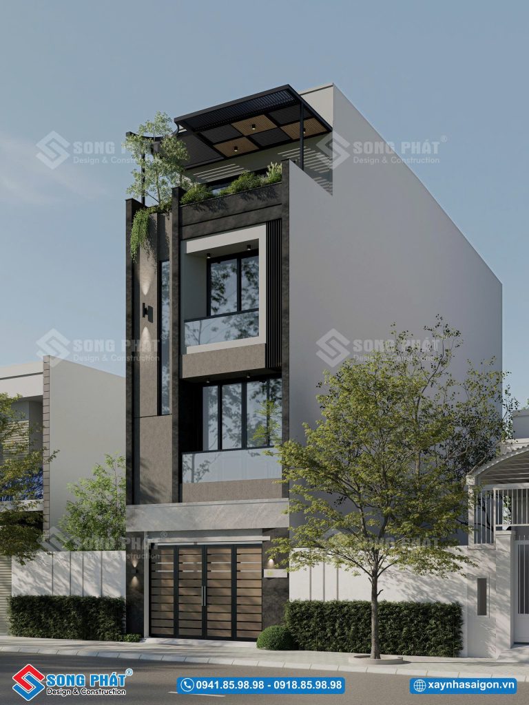 Mặt tiền tone xám đen huyền bí
