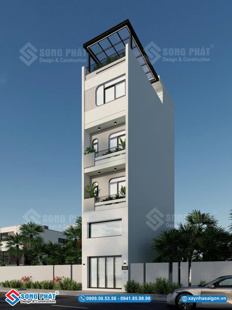 Mặt tiền bố trí hệ cửa kính lớn giúp tăng độ thoáng sáng cho không gian