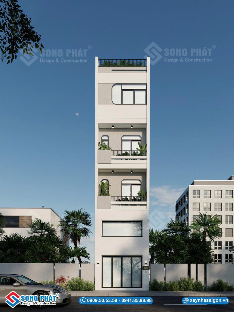 Vẻ đẹp thanh thoát của thiết kế nhà 6 tầng 4x11m