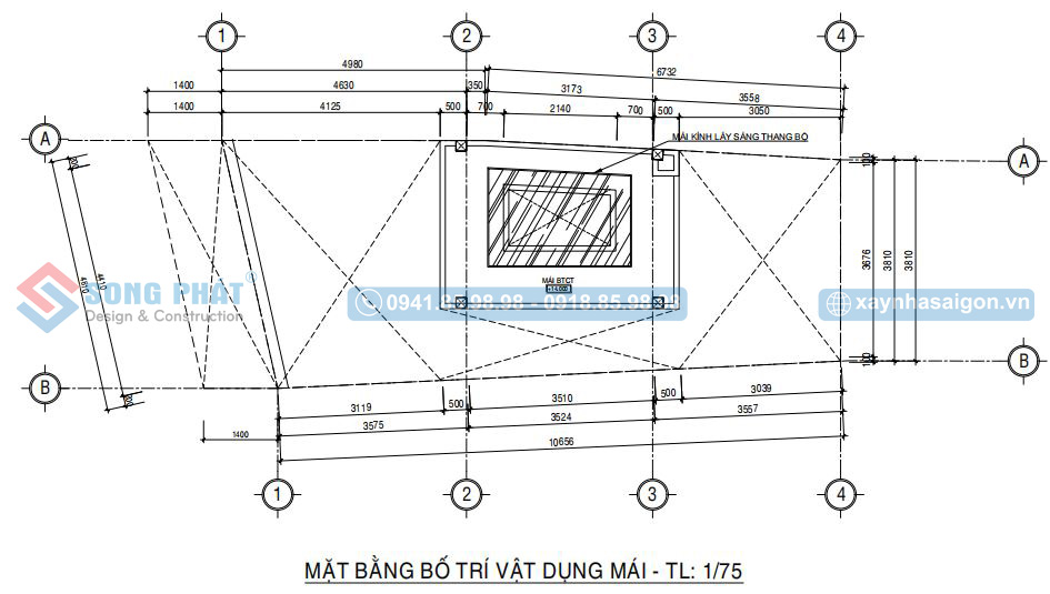 Mặt bằng bố trí vật dụng tầng mái