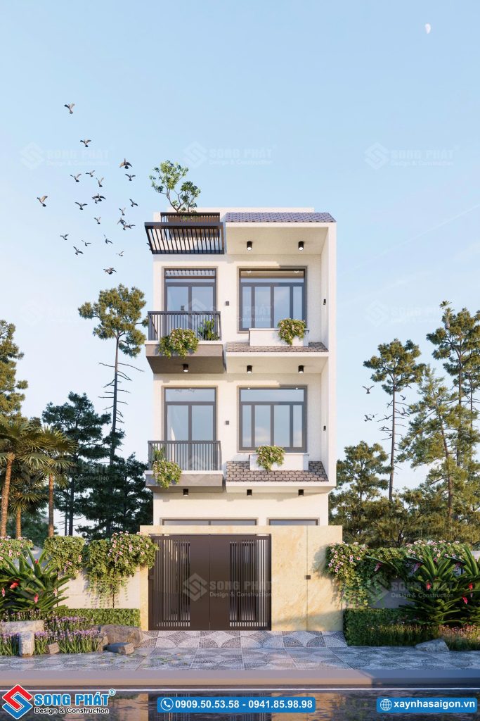 Thiết kế tinh gọn giúp mẫu nhà 3 tầng 5x18m trở nên gần gũi, hài hòa