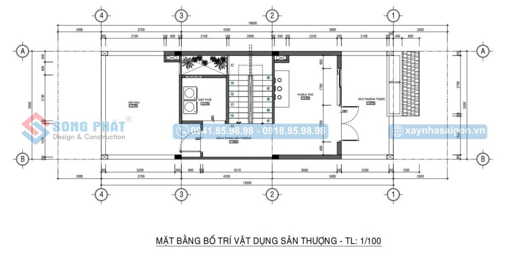 Mặt bằng bố trí vật dụng sân thượng